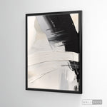 Cargar imagen en el visor de la galería, Cuadro Abstracto Minimalista Contraste Blanco Vertical con marco negro mate
