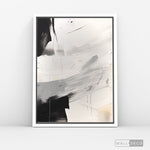 Cargar imagen en el visor de la galería, Cuadro Abstracto Minimalista Eco Grafito Vertical con marco blanco mate - vista lateral
