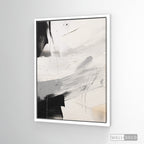 Cuadro Abstracto Minimalista Eco Grafito Vertical con marco blanco mate