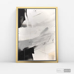 Cargar imagen en el visor de la galería, Cuadro Abstracto Minimalista Eco Grafito Vertical con marco dorado - vista lateral
