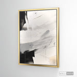 Cargar imagen en el visor de la galería, Cuadro Abstracto Minimalista Eco Grafito Vertical con marco dorado
