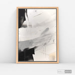 Cargar imagen en el visor de la galería, Cuadro Abstracto Minimalista Eco Grafito Vertical con marco madera natural - vista lateral
