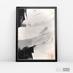 Cargar imagen en el visor de la galería, Cuadro Abstracto Minimalista Eco Grafito Vertical con marco negro mate - vista lateral
