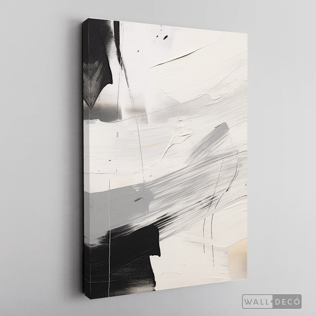 Cuadro Abstracto Minimalista Eco Grafito Vertical sin marco sobre bastidor