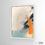 Cargar imagen en el visor de la galería, Cuadro Abstracto Minimalista Chispa Naranja Vertical con marco blanco mate
