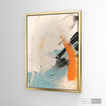 Cargar imagen en el visor de la galería, Cuadro Abstracto Minimalista Chispa Naranja Vertical con marco dorado
