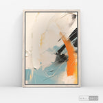 Cargar imagen en el visor de la galería, Cuadro Abstracto Minimalista Chispa Naranja Vertical con marco madera vintage - vista lateral
