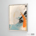 Cargar imagen en el visor de la galería, Cuadro Abstracto Minimalista Chispa Naranja Vertical con marco madera vintage
