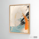 Cargar imagen en el visor de la galería, Cuadro Abstracto Minimalista Chispa Naranja Vertical con marco madera natural
