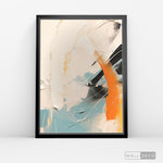 Cargar imagen en el visor de la galería, Cuadro Abstracto Minimalista Chispa Naranja Vertical con marco negro mate - vista lateral
