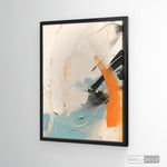Cargar imagen en el visor de la galería, Cuadro Abstracto Minimalista Chispa Naranja Vertical con marco negro mate
