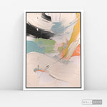 Cargar imagen en el visor de la galería, Cuadro Abstracto Minimalista Confeti Pastel Vertical con marco blanco mate - vista lateral
