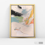 Cargar imagen en el visor de la galería, Cuadro Abstracto Minimalista Confeti Pastel Vertical con marco dorado - vista lateral
