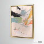 Cargar imagen en el visor de la galería, Cuadro Abstracto Minimalista Confeti Pastel Vertical con marco dorado
