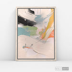 Cargar imagen en el visor de la galería, Cuadro Abstracto Minimalista Confeti Pastel Vertical con marco madera vintage - vista lateral
