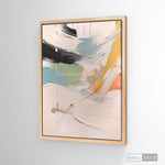 Cargar imagen en el visor de la galería, Cuadro Abstracto Minimalista Confeti Pastel Vertical con marco madera natural
