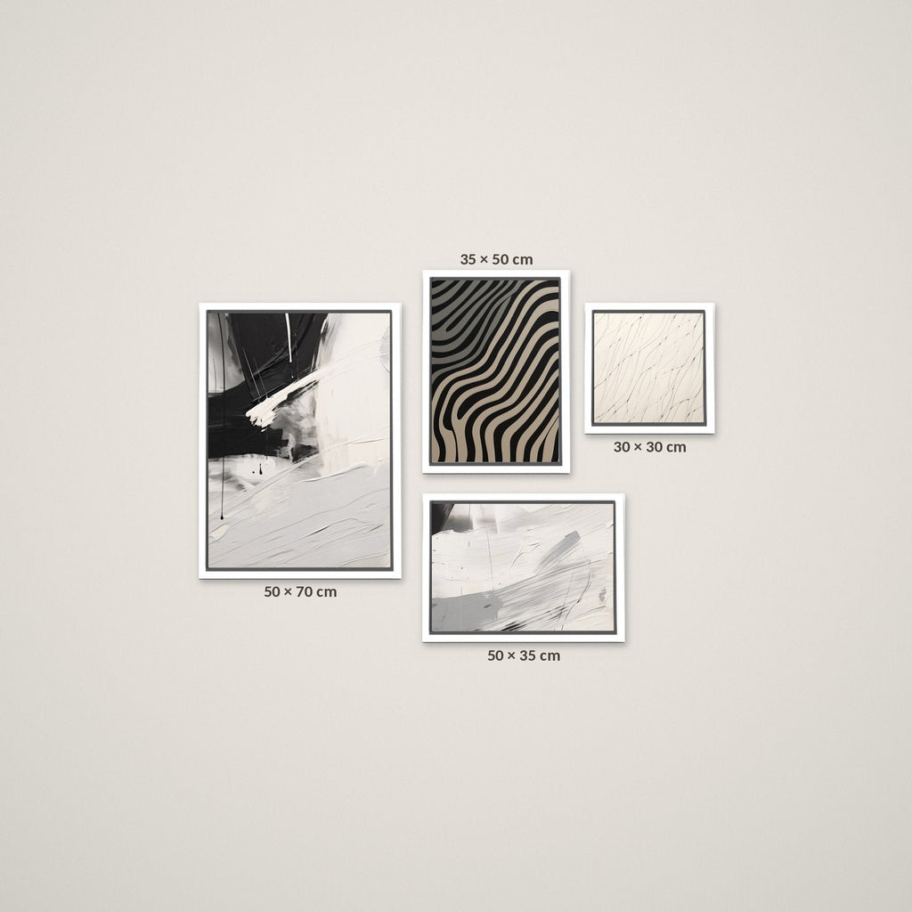 Composición Esencia Blanco y Negro – Tamaño L – Marco Blanco Mate