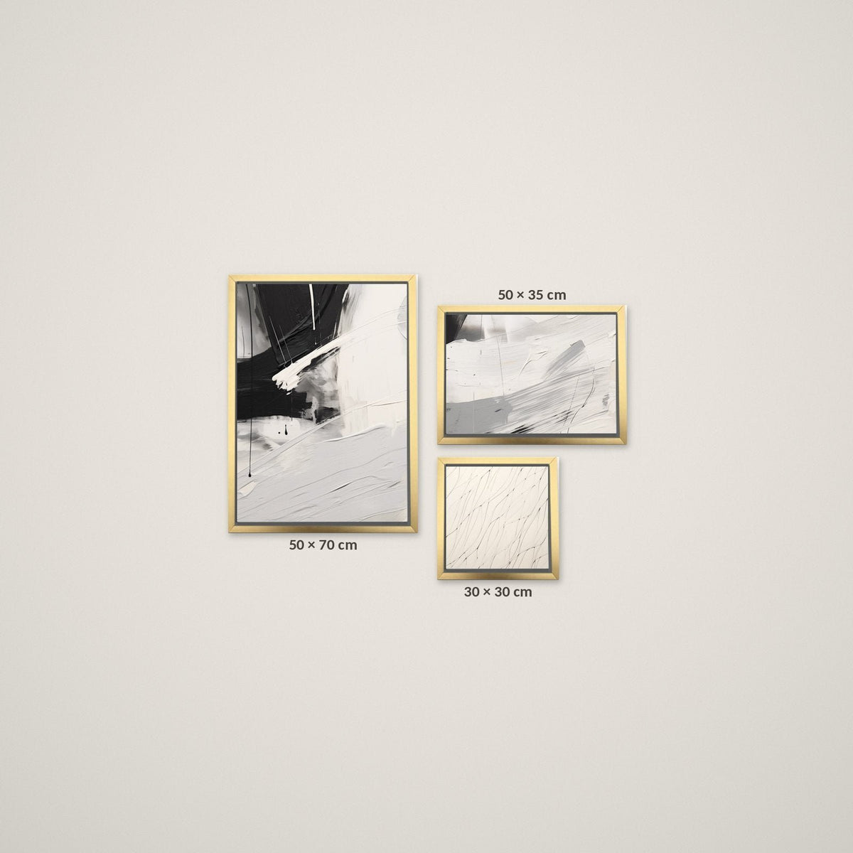 Composición Esencia Blanco y Negro – Tamaño S – Marco Dorado