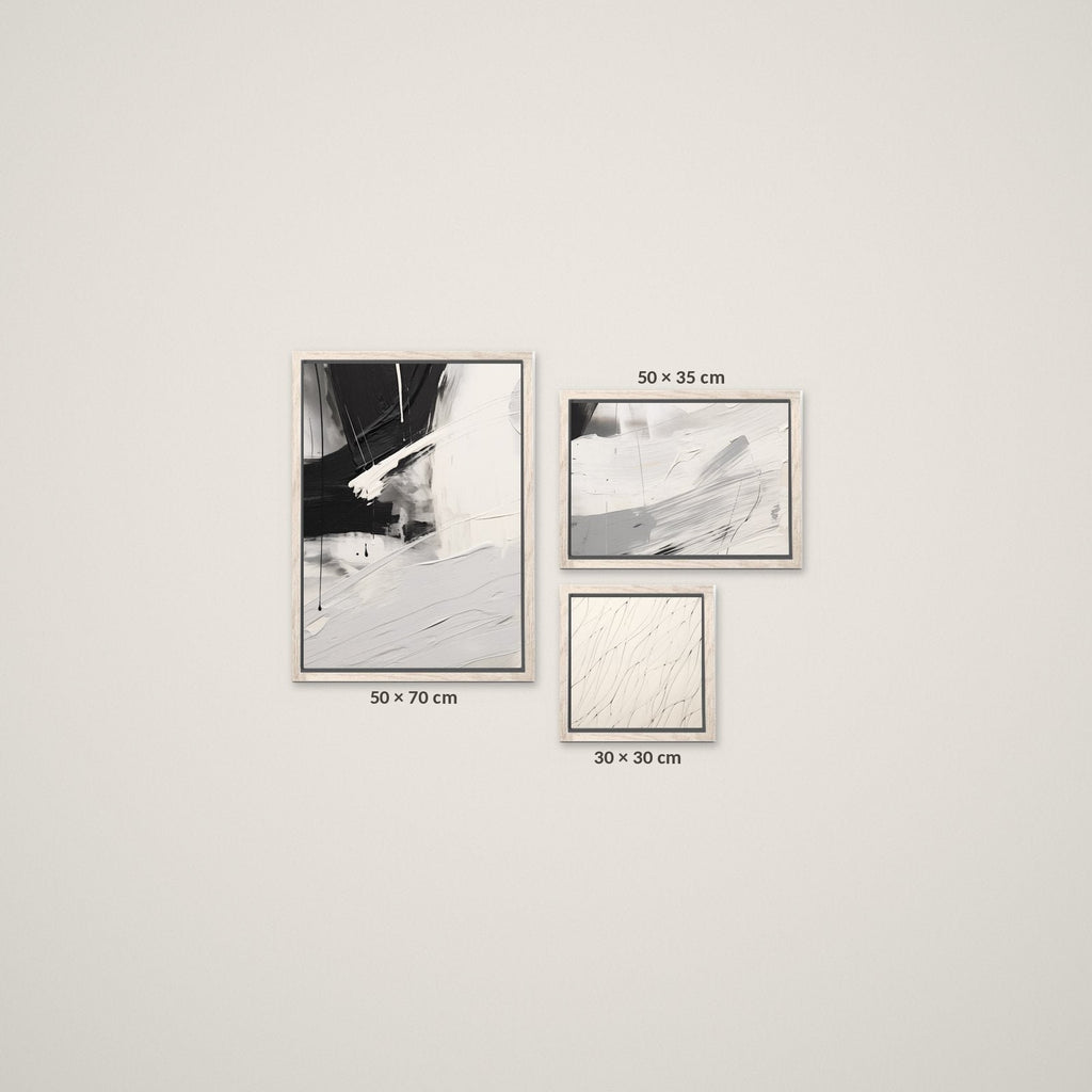 Composición Esencia Blanco y Negro – Tamaño S – Marco Madera Vintage