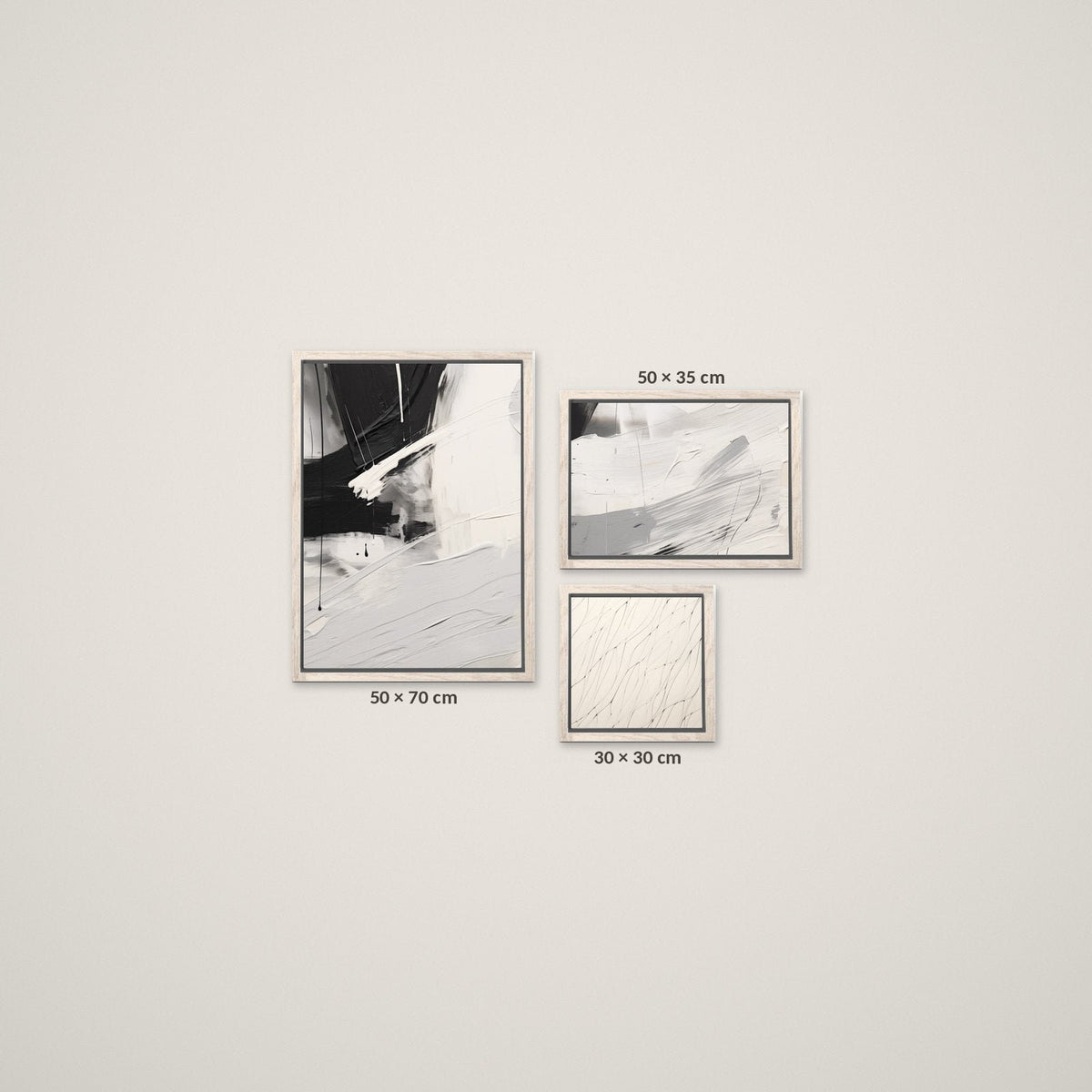 Composición Esencia Blanco y Negro – Tamaño S – Marco Madera Vintage