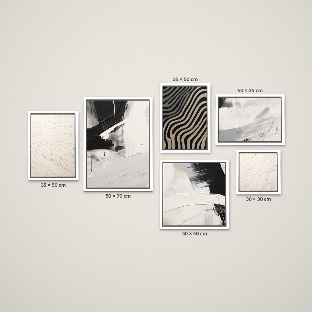 Composición Esencia Blanco y Negro – Tamaño XL – Marco Blanco Mate