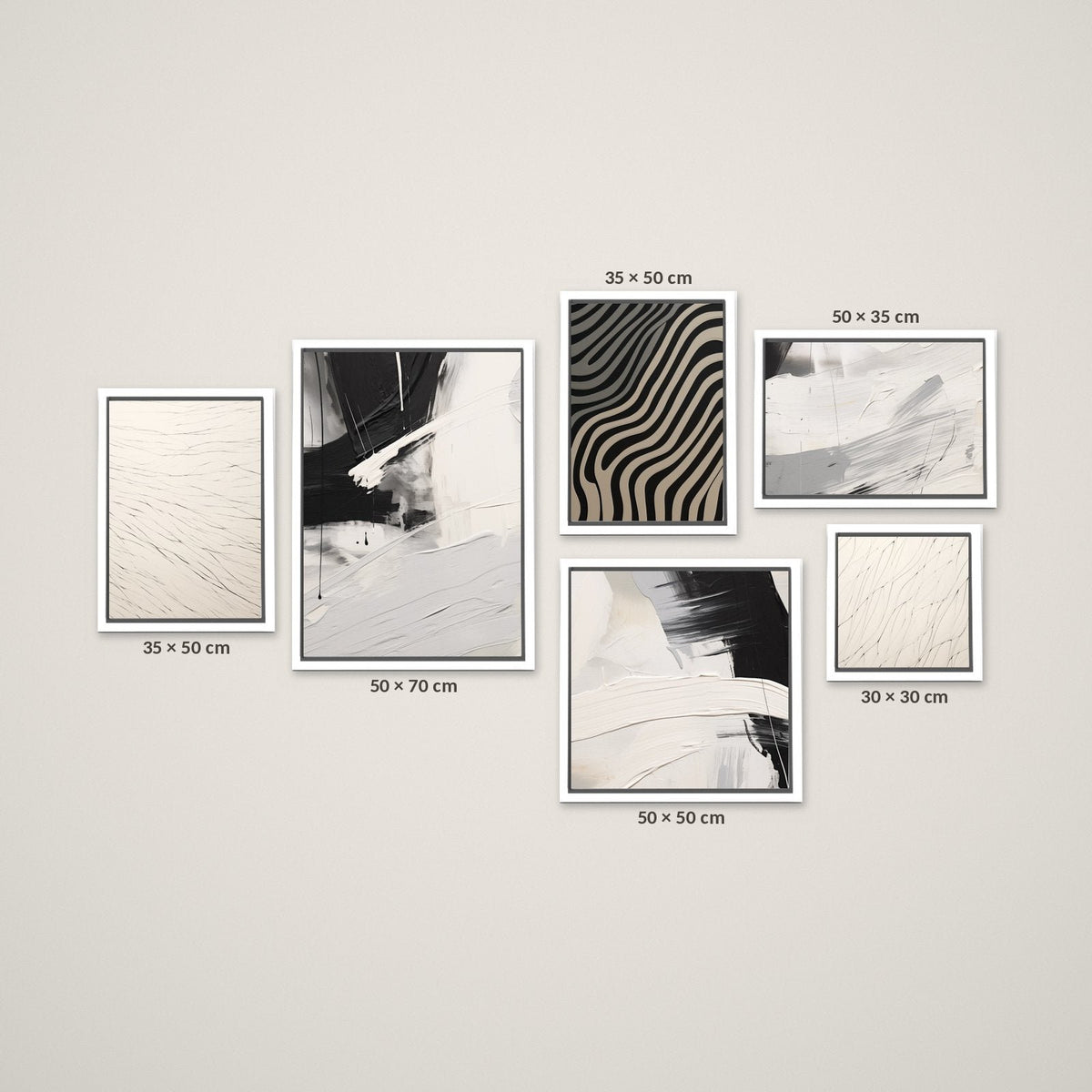 Composición Esencia Blanco y Negro – Tamaño XL – Marco Blanco Mate