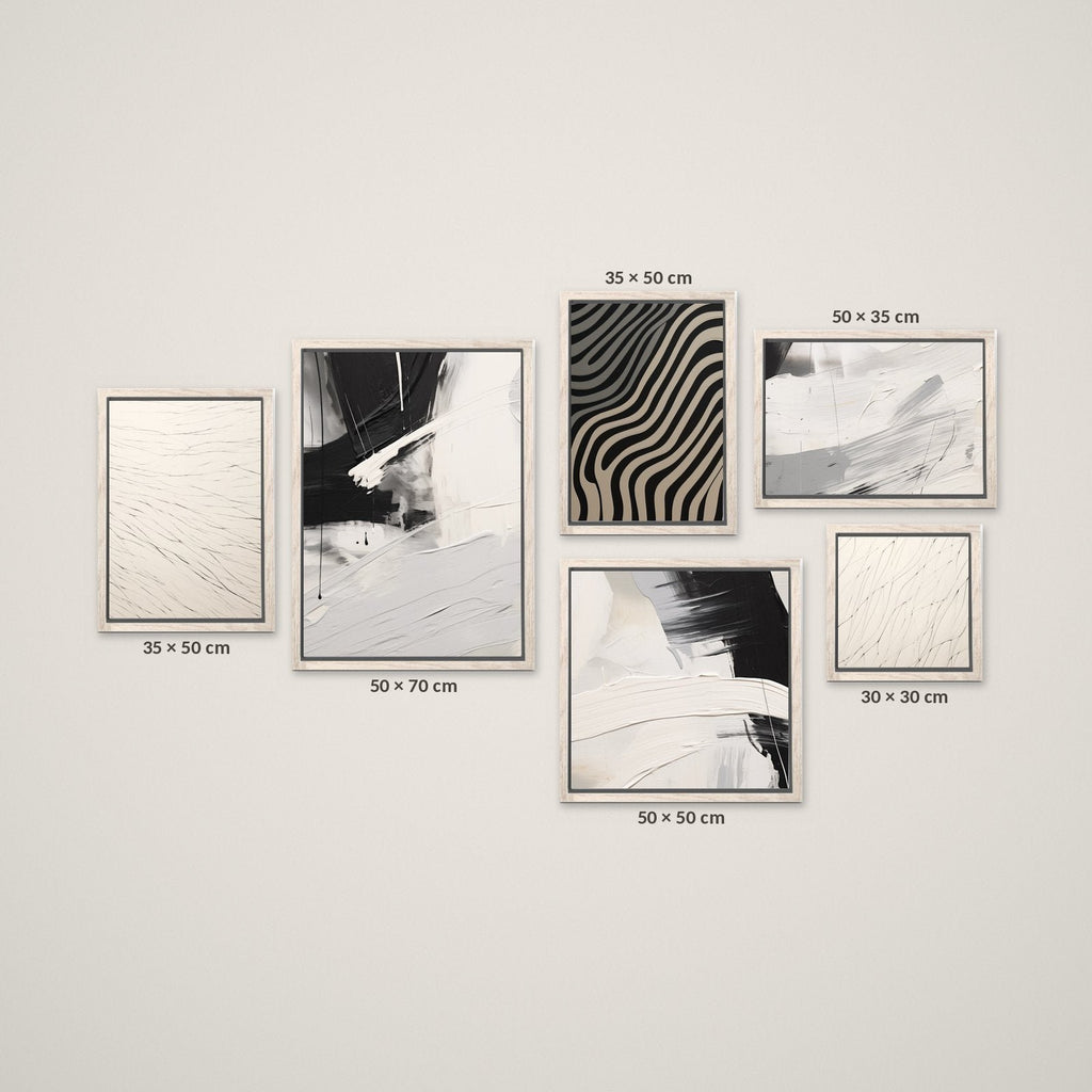 Composición Esencia Blanco y Negro – Tamaño XL – Marco Madera Vintage