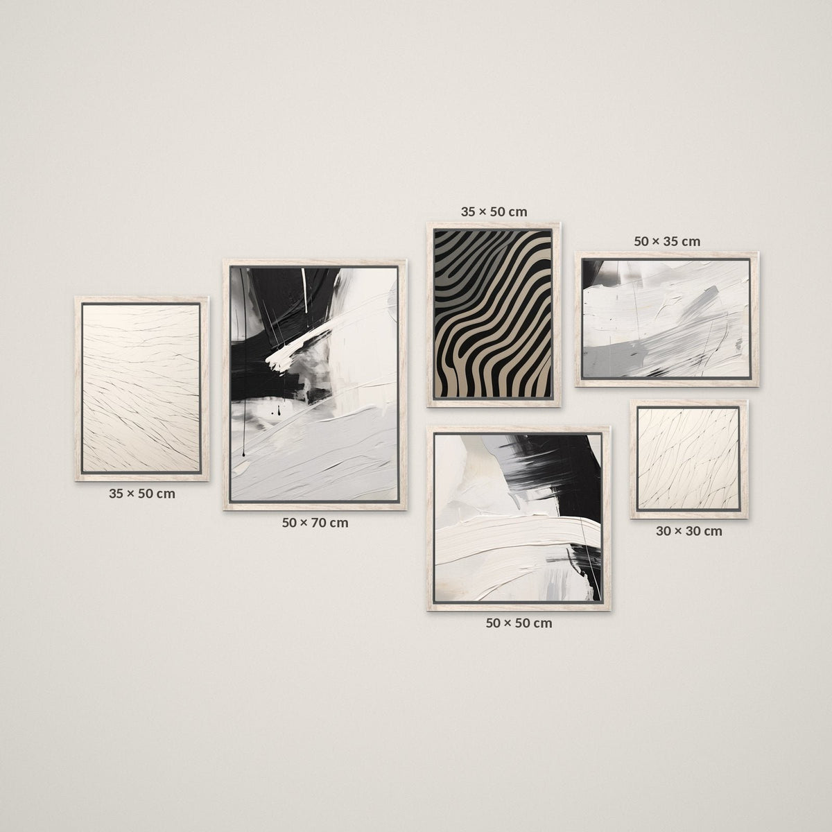 Composición Esencia Blanco y Negro – Tamaño XL – Marco Madera Vintage