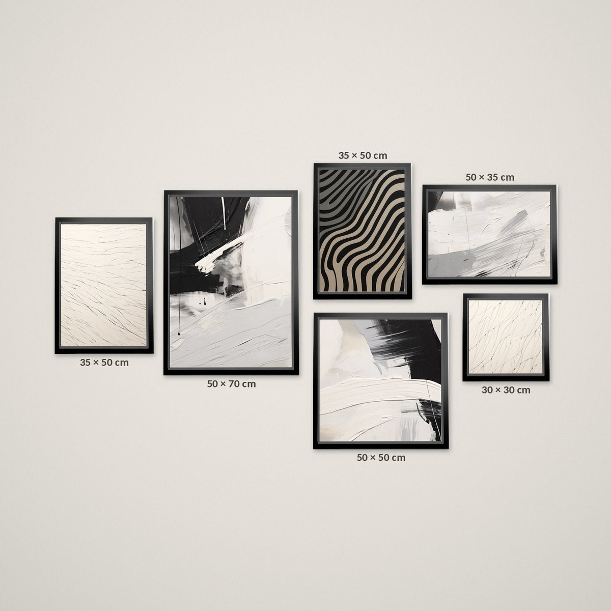 Composición Esencia Blanco y Negro – Tamaño XL – Marco Negro Mate