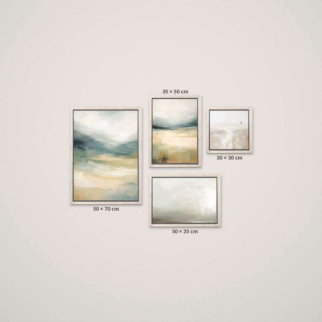 Composición Esencia Azul Bruma – Tamaño L – Marco Madera Vintage