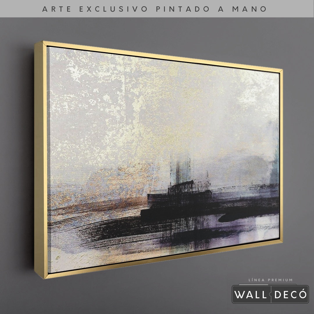 Arte Pintado a Mano Persistencia De La Memoria Horizontal - marco dorado