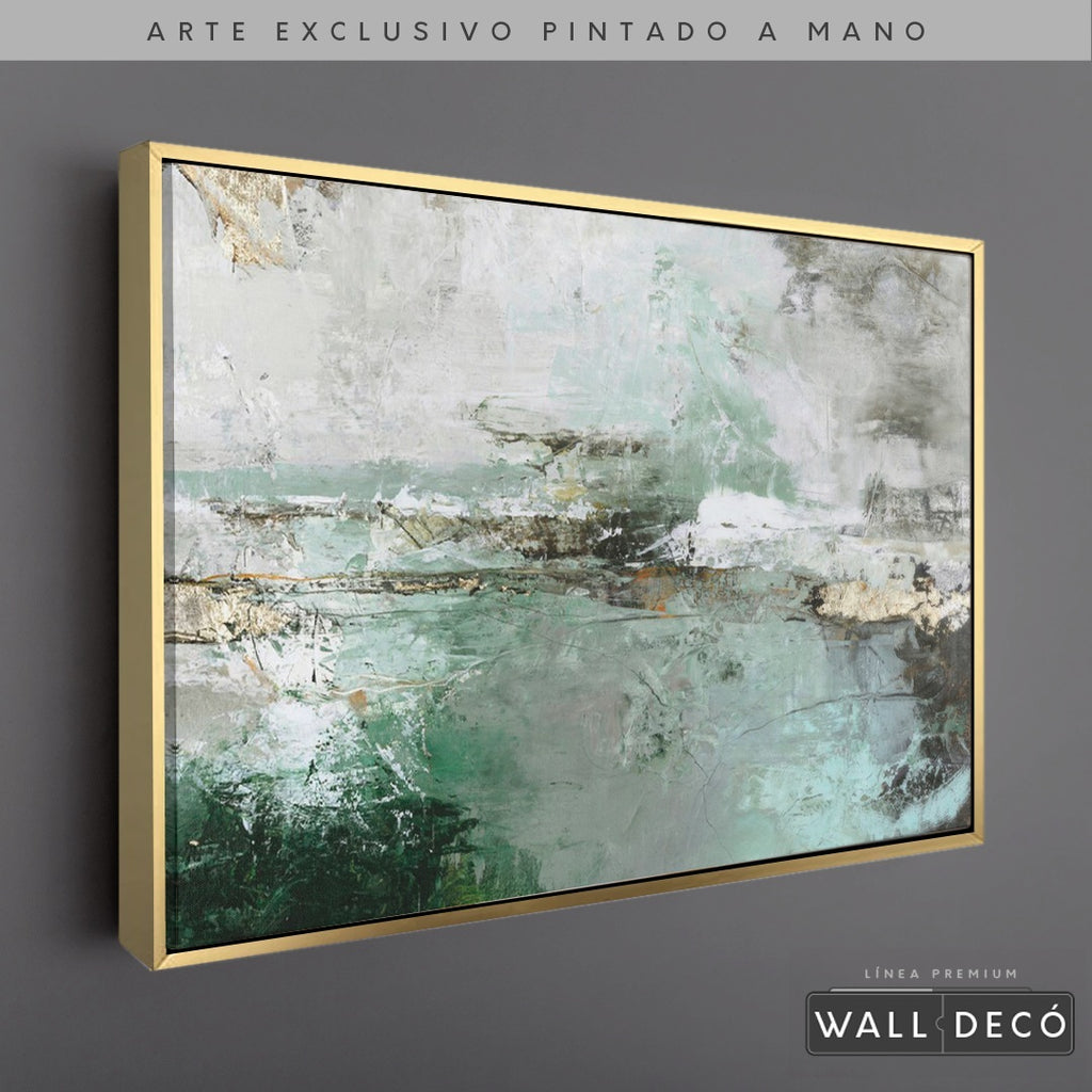 Arte Pintado a Mano Infinitas Sombras Horizontal - marco dorado