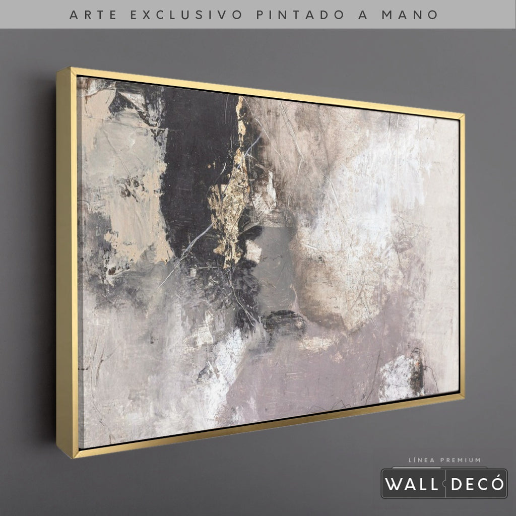 Arte Pintado a Mano Desierto Místico Horizontal - marco dorado