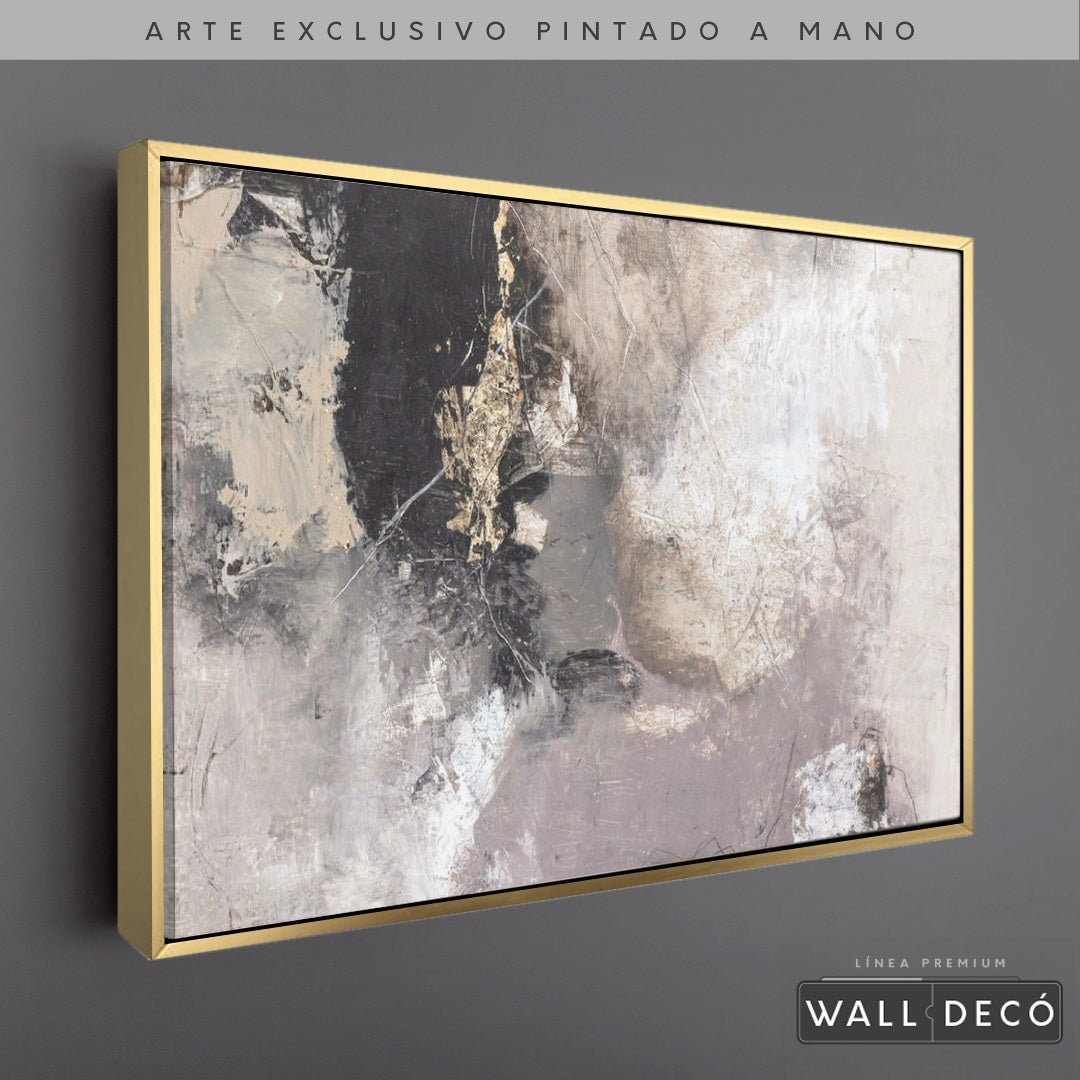 Arte Pintado a Mano Desierto Místico Horizontal - marco dorado