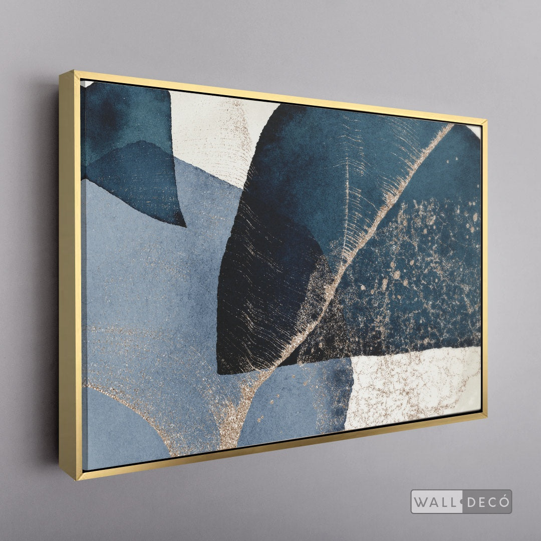 Cuadro Fragmentos Abstractos Tiempo - marco dorado