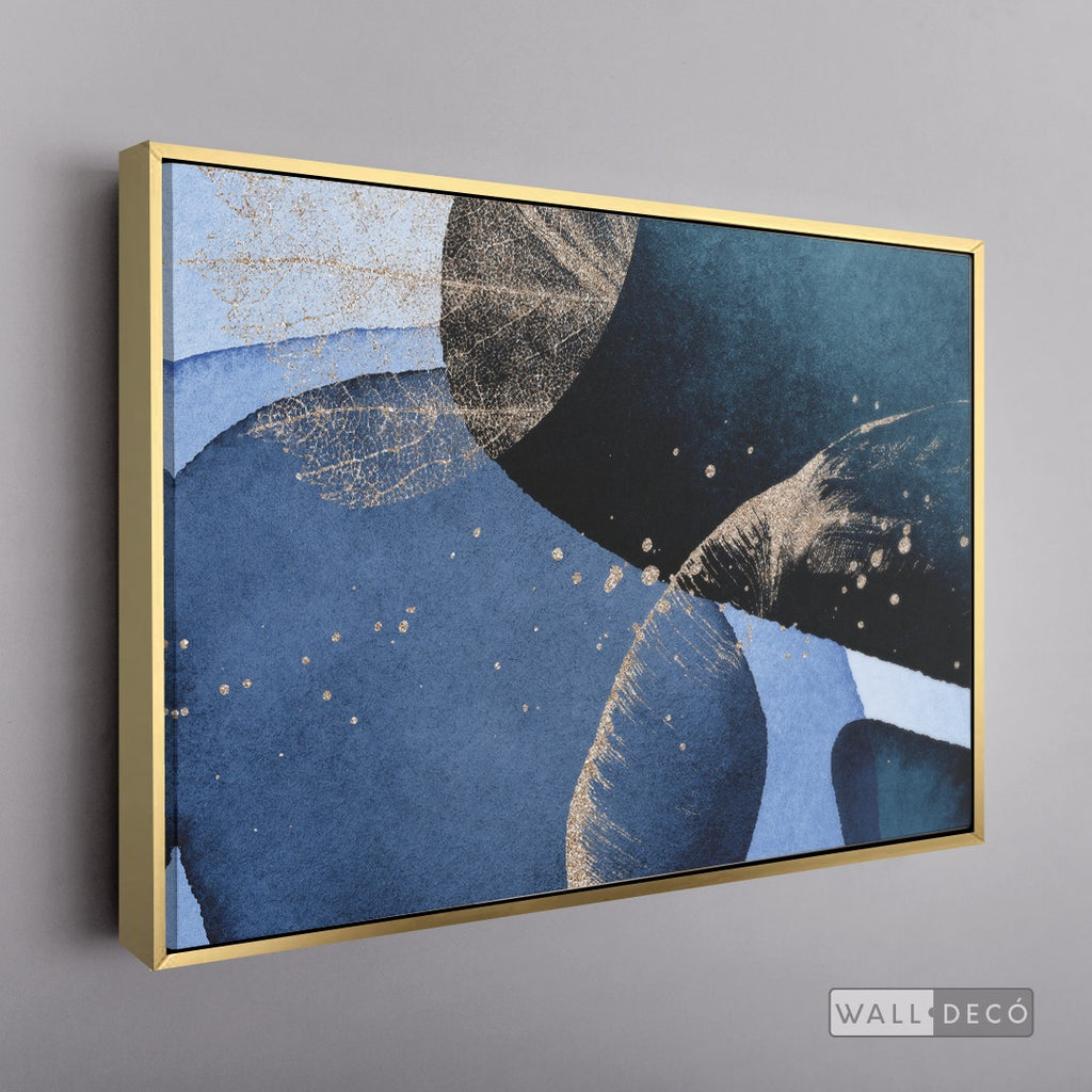 Cuadro Fragmentos Abstractos Espacio - marco dorado