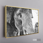 Cuadro Animales Elefante Boho Horizontal - marco dorado