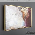 Arte Pintado a Mano Entre Luz y Rosa Horizontal - marco dorado