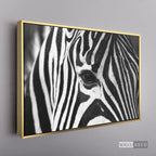 Cuadro Animales Cebra Boho Horizontal - marco dorado