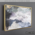 Arte Pintado a Mano Átomos de Mar Horizontal - marco dorado