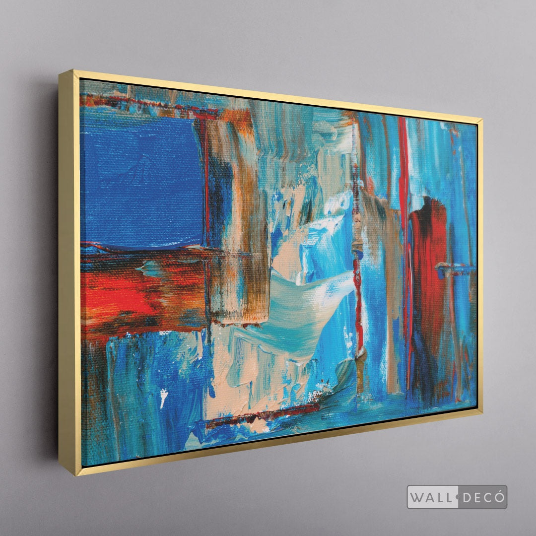 Arte Abstracto Profundidad Azul - marco dorado