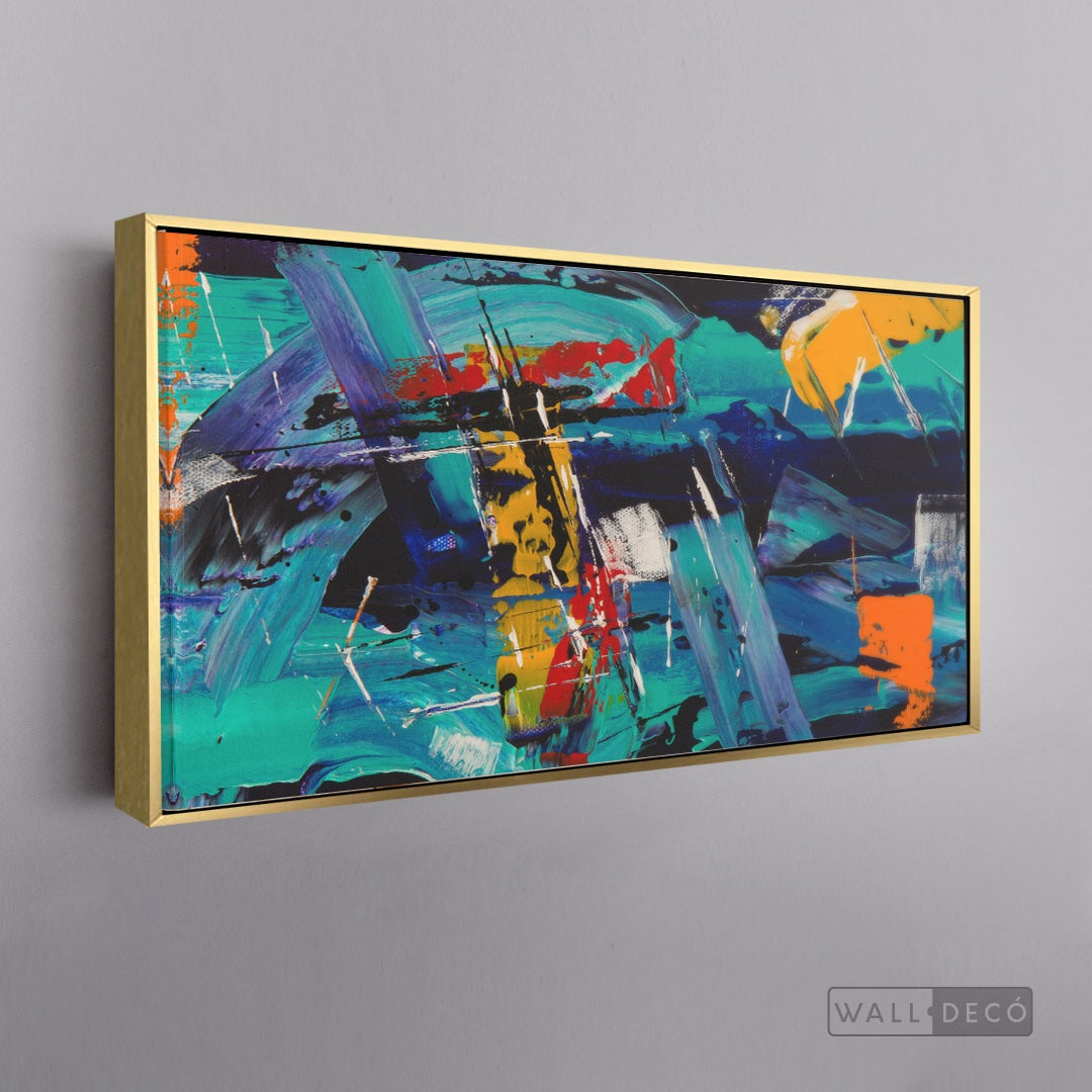 Arte Abstracto Expresión - marco dorado 145x55