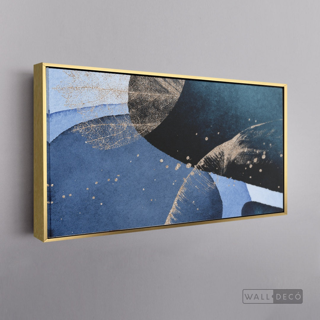 Cuadro Fragmentos Abstractos Espacio - marco dorado 145x55