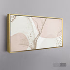 Cuadro Fragmentos Abstractos Rosa - marco dorado 145x55