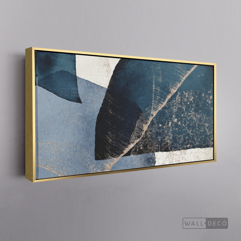 Cuadro Fragmentos Abstractos Tiempo - marco dorado 145x55