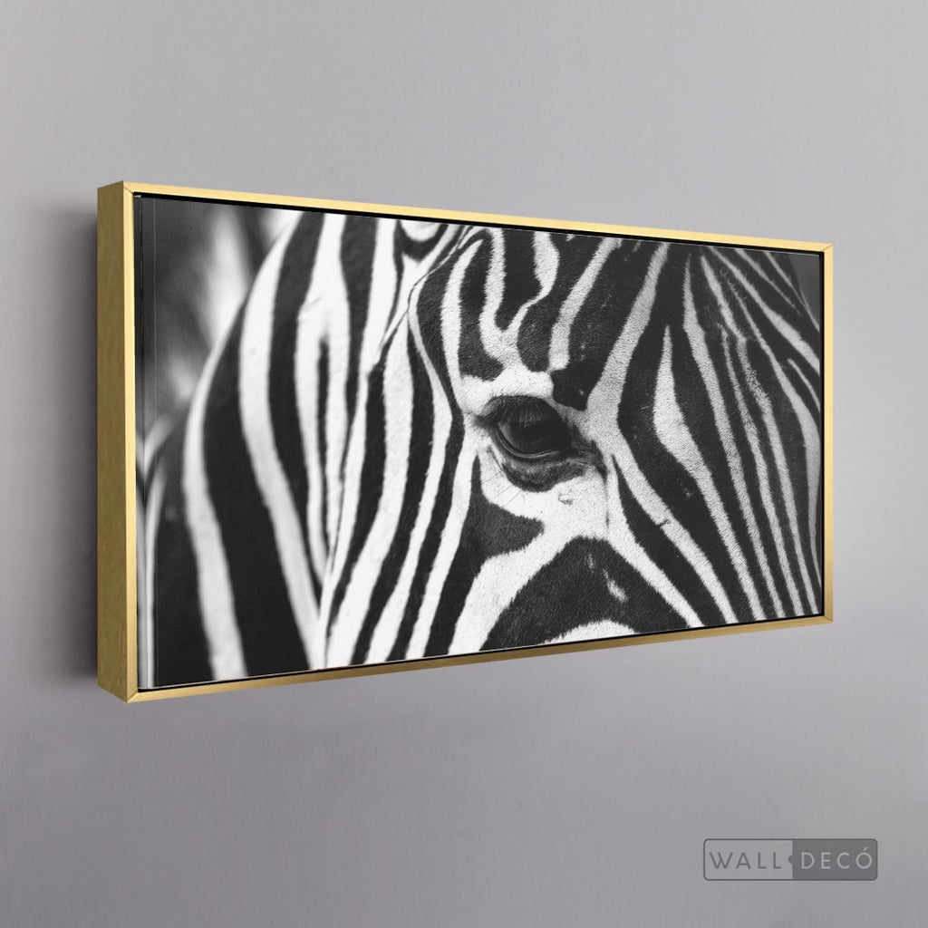 Cuadro Animales Cebra Boho Horizontal - marco dorado 145x55