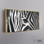 Cuadro Animales Cebra Boho Horizontal - marco dorado 145x55