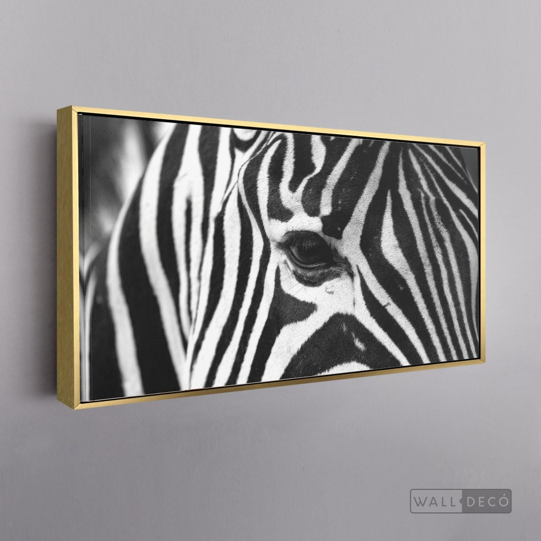 Cuadro Animales Cebra Boho Horizontal - marco dorado 145x55