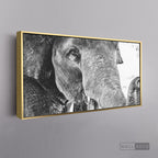 Cuadro Animales Elefante Boho Horizontal - marco dorado 145x55