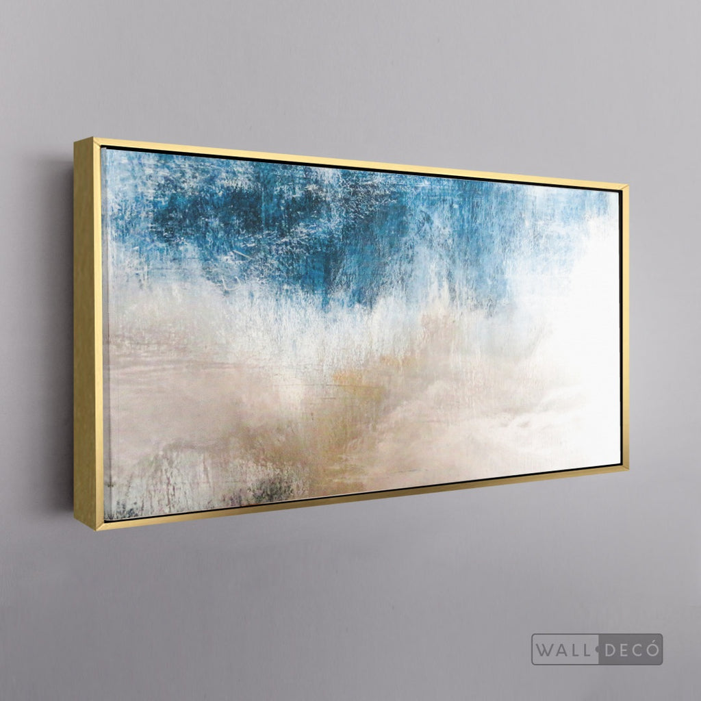 Cuadro Abstracto Tierra y Agua - marco dorado 145x55